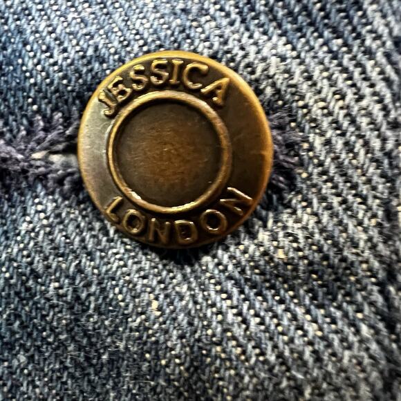 Jessica London Women's Plus Size Long Denim Jacket 20W Button Front - Picture 3 of 6